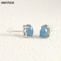 SHINYGEM Women 925 Sterling Silver Rose Quartz Stud Earrings with Aquamarine Green Red Strawberry Crystal Citrine Ear Jewelry