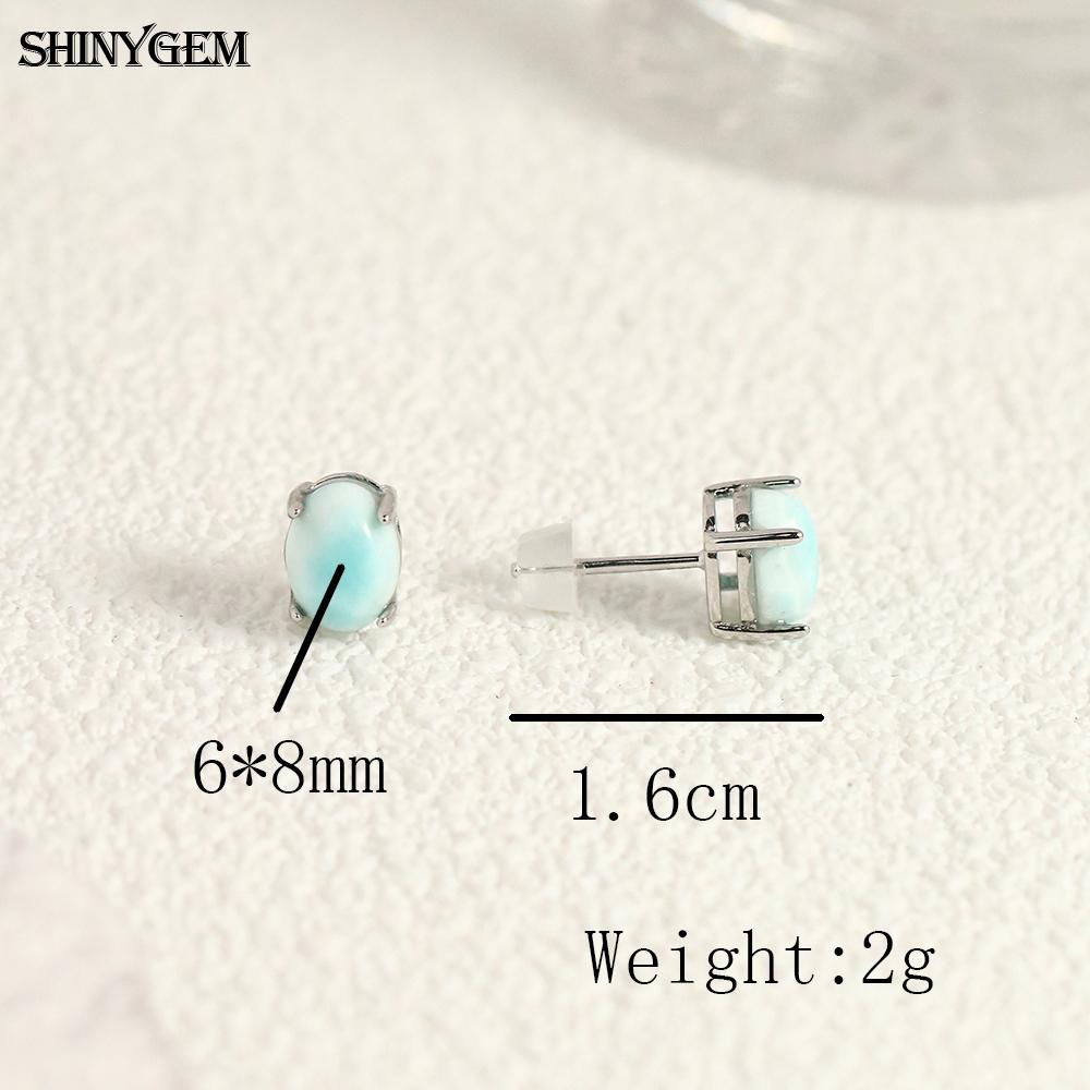 SHINYGEM Women 925 Sterling Silver Rose Quartz Stud Earrings with Aquamarine Green Red Strawberry Crystal Citrine Ear Jewelry