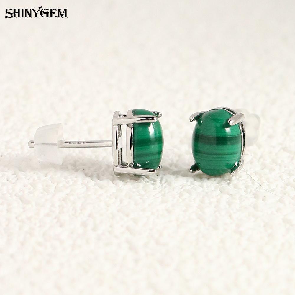 SHINYGEM Women 925 Sterling Silver Rose Quartz Stud Earrings with Aquamarine Green Red Strawberry Crystal Citrine Ear Jewelry