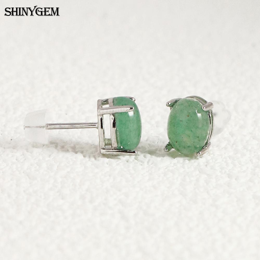 SHINYGEM Women 925 Sterling Silver Rose Quartz Stud Earrings with Aquamarine Green Red Strawberry Crystal Citrine Ear Jewelry