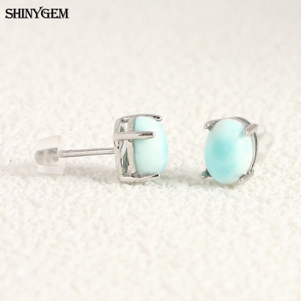 SHINYGEM Women 925 Sterling Silver Rose Quartz Stud Earrings with Aquamarine Green Red Strawberry Crystal Citrine Ear Jewelry